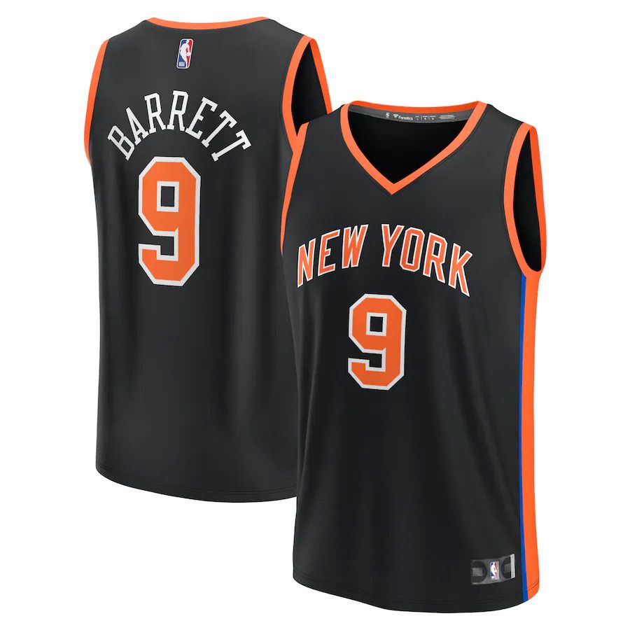 Men New York Knicks #9 RJ Barrett Fanatics Branded Black City Edition 2022-23 Fastbreak NBA Jersey->youth nba jersey->Youth Jersey